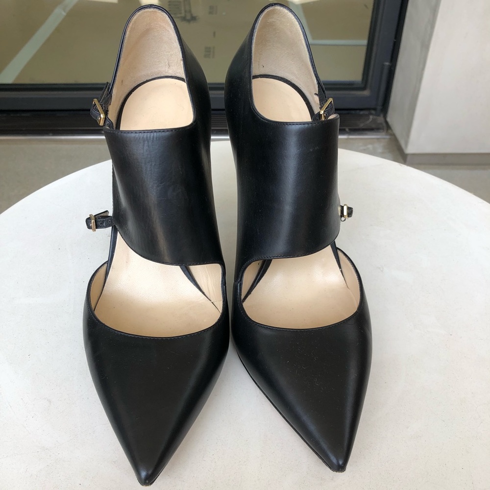 Jimmy Choo Black Houry Leather Point-Toe Pumps